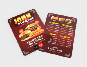 Cardápio PVC PVC 1mm 40x28 cm 4x0 (Só Frente)  Laminação Fosca Cantos Arredondados